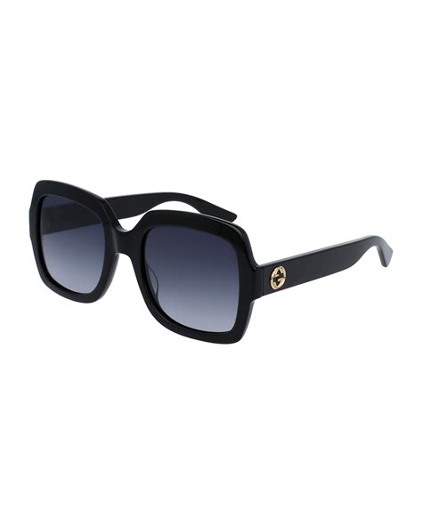 oversized black gucci sunglasses|gucci black rectangular sunglasses.